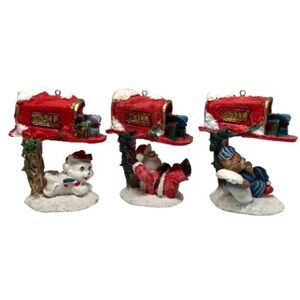Three (3) Vintage Christmas Mailbox Ornaments - Made in Taiwan